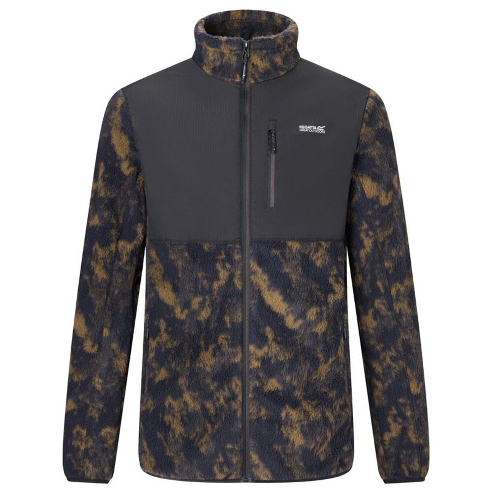 Regatta Mens Printed Textured Fleece Jacket / Black